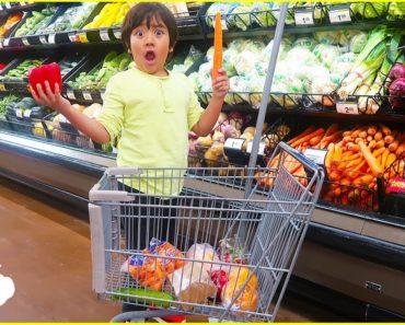 Ryan Pretend Play Kids Size Shopping Cart! Learn Healthy Food