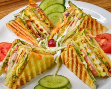 Veg Club Sandwich | Restaurant Style Club Sandwich