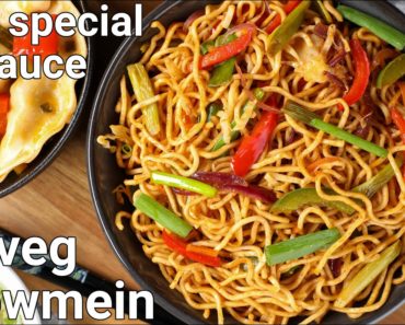 vegetarian chow mein noodles recipe with special spicy chowmein sauce