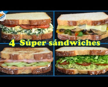 4 sándwiches con muchas proteinas, muchas verduras