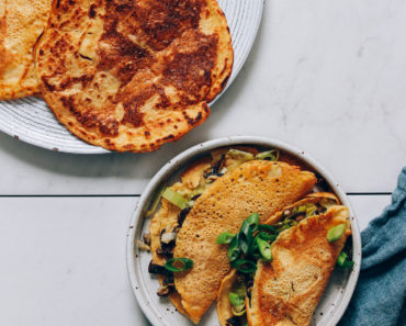 Savory Chickpea Pancakes with Leek and Mushrooms