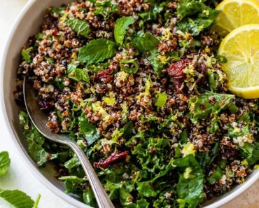 Quinoa Salad with Kale, Cranberries and Mint