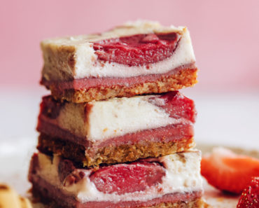 Strawberry Cheesecake Bars (Vegan + GF)