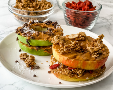 Apple Sandwich with Peanut Butter and Granola