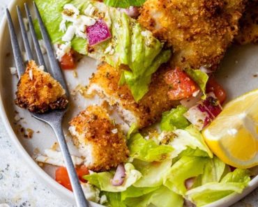 Air Fryer Chicken Milanese with Mediterranean Salad