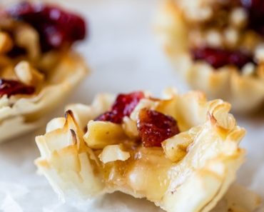 Skinny Baked Brie Phyllo Cups with Craisins and Walnuts