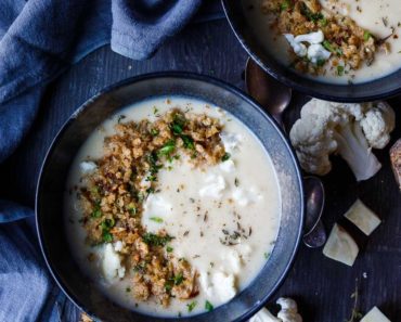 Creamy Cauliflower Soup with Thyme and Sharp Cheddar
